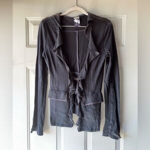 Free People dark gray ruffle cardigan size XS